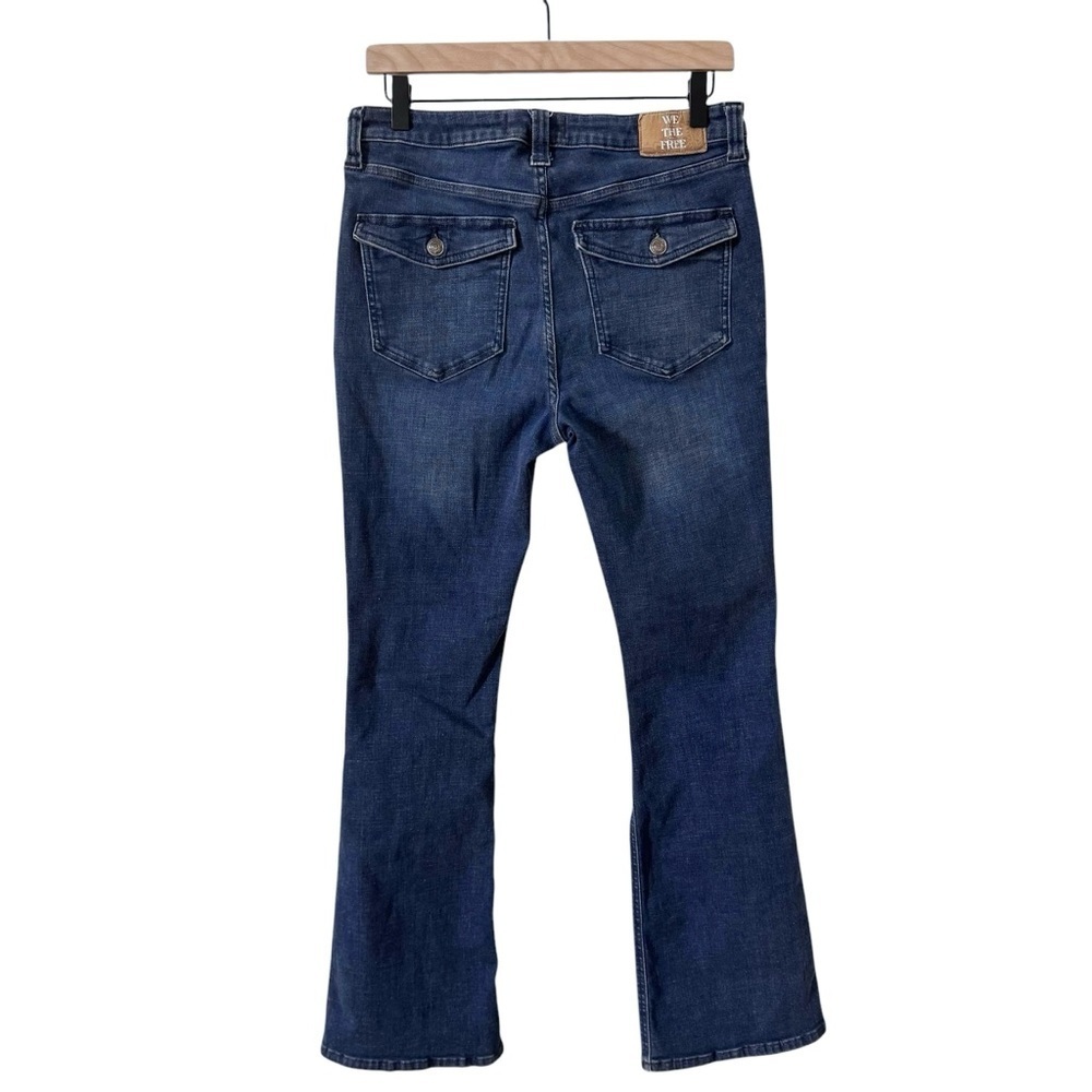 Free People We The Free Varsity Blues Sim Boot Flare Mid Rise Jeans Size 31 - Picture 16 of 16
